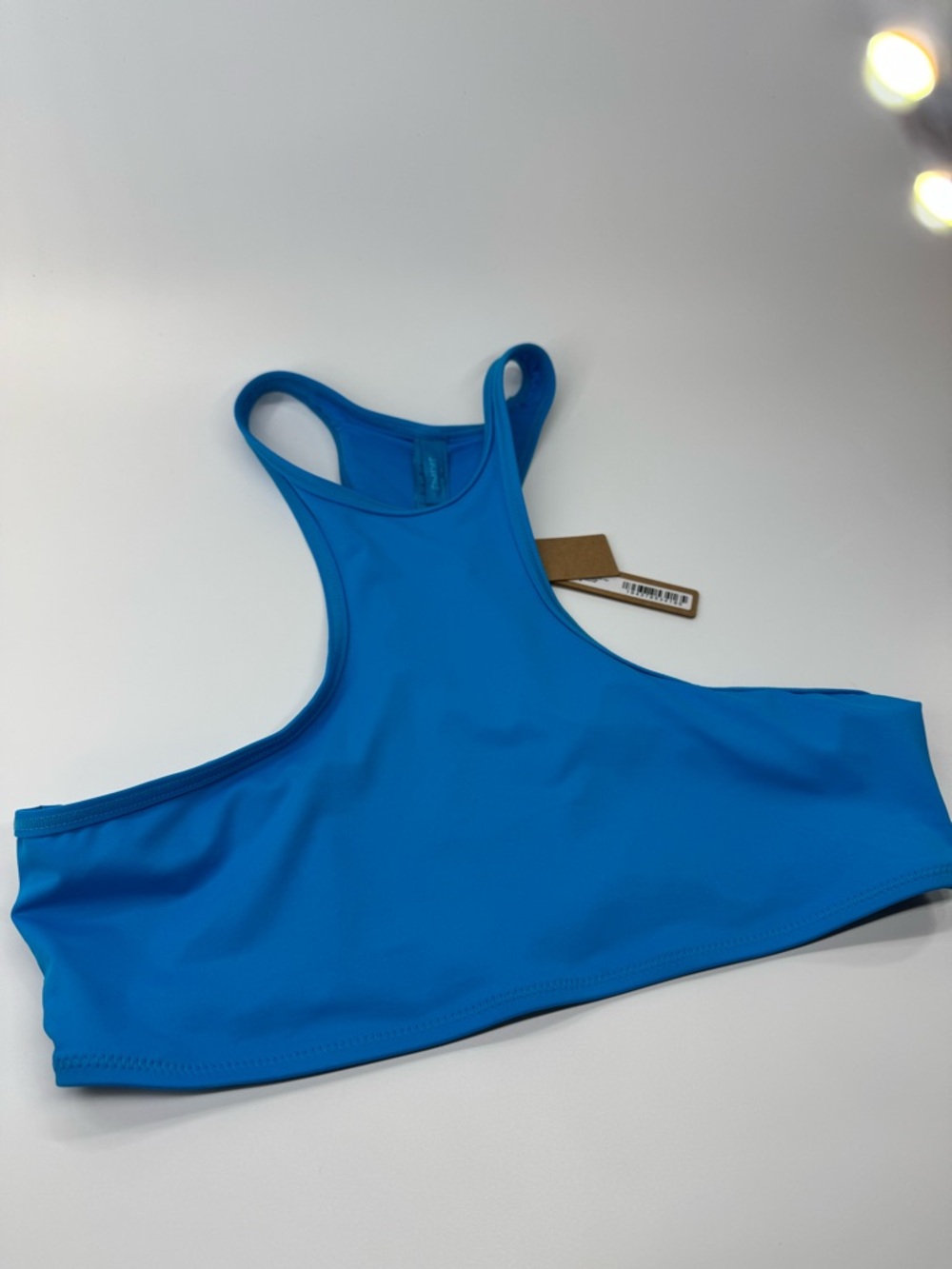 Skims Recycled Swim High Neck Raceback Top Medium Turquoise